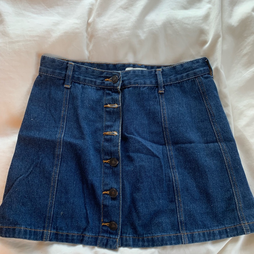 Button up denim mini skirt